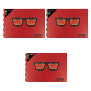 3PK Geek Visual Diary Thick Glasses A3 Journal Home School