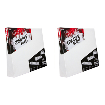 2PK Jasart Creative 10x10" Blank Slant Painting Canvas - White