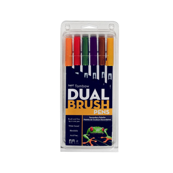 6pc Tombow Dual Brush Pen Marker Drawing/Sketching Set - Secondary