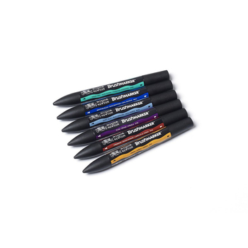 6pc Winsor & Newton Dual Tip BrushMarker Drawing Set - Rich Tones