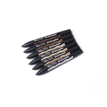 6pc Winsor & Newton Dual Tip BrushMarker Drawing Set - Skin Tones