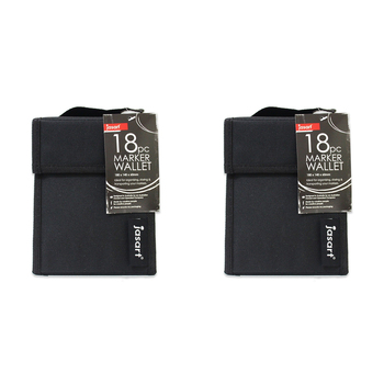 2PK Jasart 18-Marker Wallet Organiser Holder 18x14cm - Black