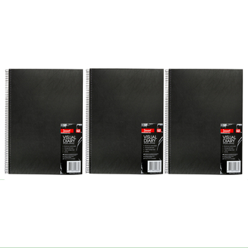 3PK Jasart 120 Page A4 Visual Diary 21x29.7cm Journal Notebook - Black