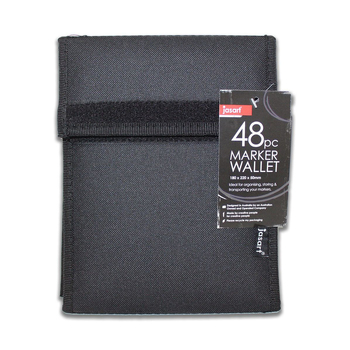 Jasart 48-Marker Wallet Organiser Holder 18x22cm - Black