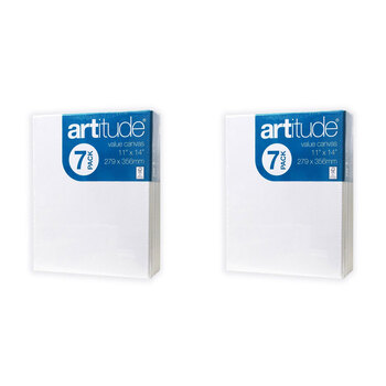 2PK 7pc Artitude Stretched Canvas 11x14" For Oil/Acrylic Painting