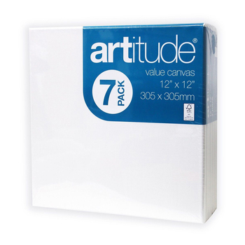 7pc Artitude Stretched Canvas 12x12" For Oil/Acrylic Painting