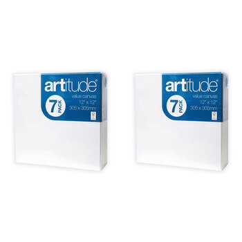 2PK 7pc Artitude Stretched Canvas 12x12" For Oil/Acrylic Painting