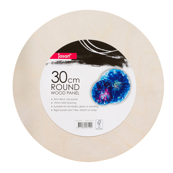Jasart Round Wood Panel 30cm Painting Medium - Natural
