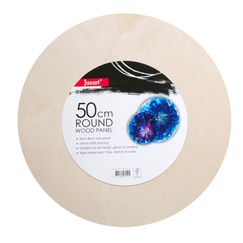 Jasart Round Wood Panel 50cm Painting Medium - Natural