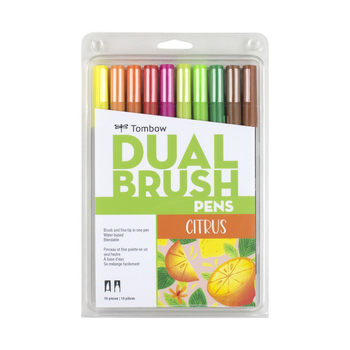 10pc Tombow Dual Brush Pen Marker Drawing/Sketching Set - Citrus