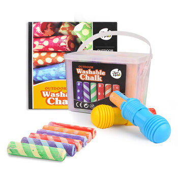 Jarmelo Washable Sidewalk Chalk 24 Colours Kit w/ 2 Holders