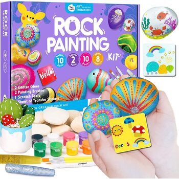 Jarmelo Rock Painting With Metallic Paints & Glitter Glues Craft Kit