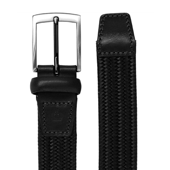 Jeff Banks Woven Stretch Belt Soft Brushed Buckle Belt Black Size 34