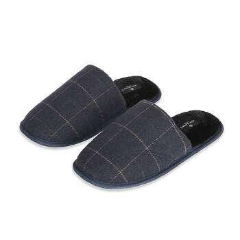 Jeff Banks Men's Scuff Slip-On Plush Slippers Mens AUS6.5-7.5/EU39-40.5 - Navy