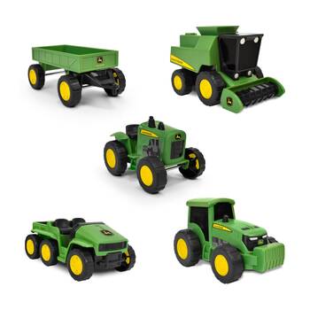 5pc John Deere Micro Farm Vehicles Working Wheels Rubber Tyres Green Kids Toy