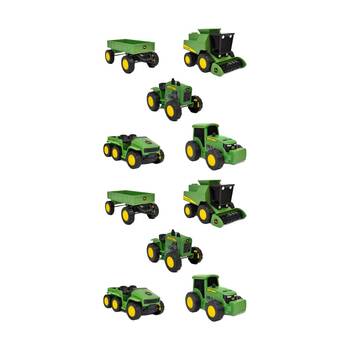 2x 5pc John Deere Micro Farm Vehicles Working Wheels Rubber Tyres Green Kids Toy
