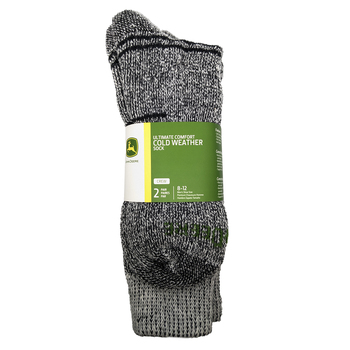 2 Pair John Deere Heather Grey Crew Cold Comfort Socks Size 8-12 LP81698-JD