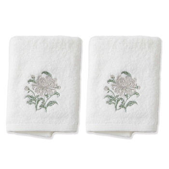 2x Pilbeam Living Chrysanthe 32x32cm Cotton Face Washer - White