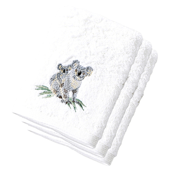 3PK Pilbeam Living Cotton Koala Face Washer White 32cm 