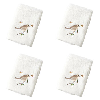 4PK Pilbeam Living Cotton Natura Face Washer Bathroom Decor - White/Brown