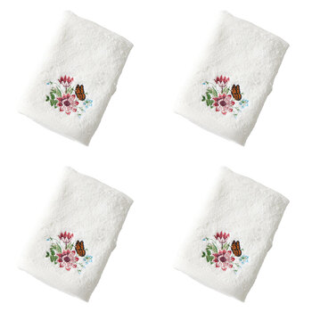 4PK Pilbeam Living Cotton Jardin Face Washer Bathroom Decor - White/Pink