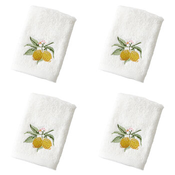 4PK Pilbeam Living Cotton Limetta Face Washer Bathroom Decor - White/Lemon