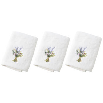3PK Pilbeam Living Floral Garden Face Washer Towel Cloth 100% Cotton WHT 32cm