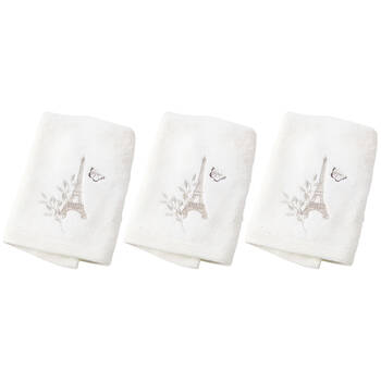 3PK Pilbeam Living Amour Face Washer Absorbent Towel 100% Cotton White 32cm