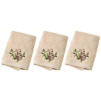 3PK Pilbeam Living Wombat Face Washer Absorbent Towel 100% Cotton Brown 32cm