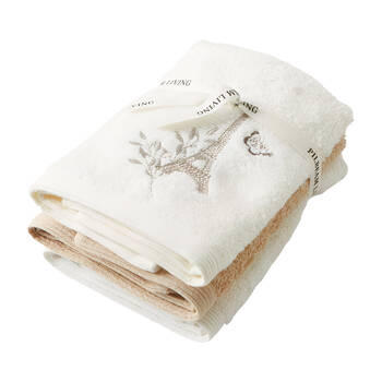 3pc Pilbeam Living Amour Face Washer Set Embroidered Towel 100% Cotton 32cm