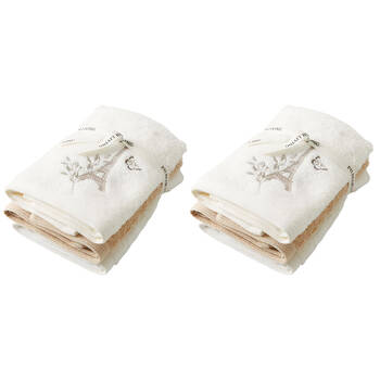 2x 3pc Pilbeam Living Amour Face Washer Set Embroidered Towel 100% Cotton 32cm