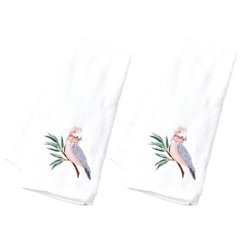 2PK Pilbeam Living Cotton Galah Hand Towel White/Pink 65cm