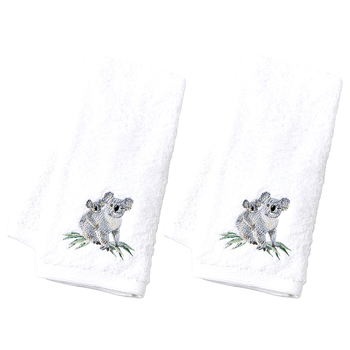 2PK Pilbeam Living Cotton Koala Hand Towel White/Grey 65cm