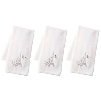 3PK Pilbeam Living Amour Hand Towel Absorbent Embroider 100% Cotton White 65cm