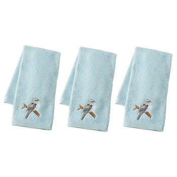 3PK Pilbeam Living Kookaburra Hand Towel Absorbent Cloth 100% Cotton White 65cm