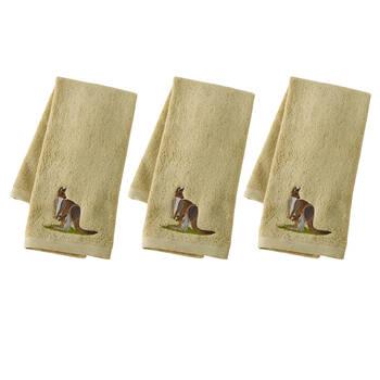 3PK Pilbeam Living Kangaroo Hand Towel Absorbent Cloth 100% Cotton White 65cm