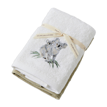 2pc Pilbeam Living Cotton Koala Hand Towel Set - White/Green
