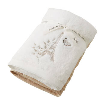2pc Pilbeam Living Amour Hand Towel Set 100% Cotton White Latte