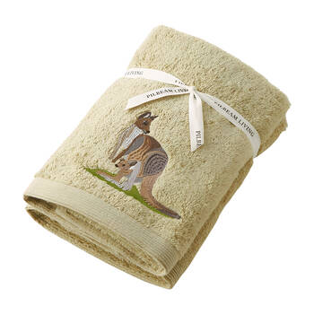 2pc Pilbeam Living Kangaroo Hand Towel Set 100% Cotton Sage Green
