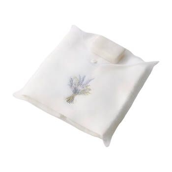 3pc Pilbeam Living Floral Garden Hand Towel & Soap in Organza Bag White
