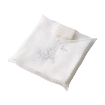 3pc Pilbeam Living Amour Hand Towel & Soap in Organza Bag White Latte