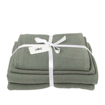 4pc J.Elliot Camila Waffle Cotton Hand/Bath Towel/Mat Set - Chive