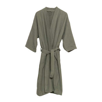 J.Elliot Camila 65x115cm Waffle Cotton Bathrobe w/ Pocket - Chive