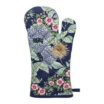 J.Elliot Hydrangea 19x35cm Cotton Oven Mitt - Navy