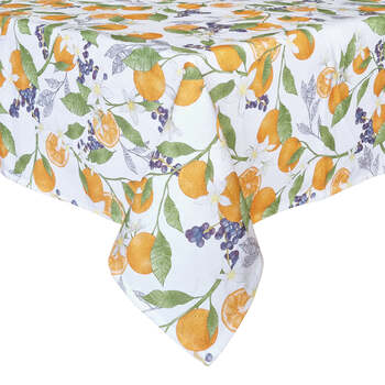 J.Elliot Home Orange 150x250cm Cotton Tablecloth - White