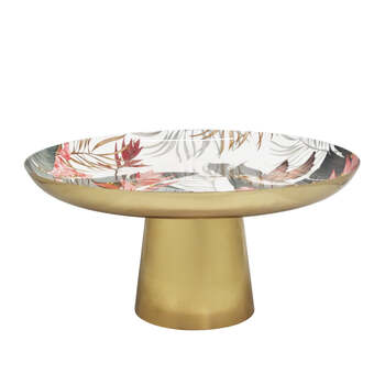 J.Elliot Home Tropical 30x14cm Metal Footed Cake Stand - Gold