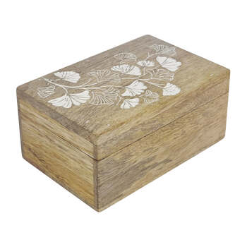J.Elliot Home Ginkgo Rectangle 10x15cm Wood Trinket Box - Natural