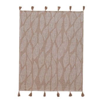 J.Elliot Home Kye 130x160cm Cotton Throw Blanket - Warm Taupe & Cream