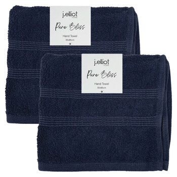 2x 2pc J Elliot Home Terry Cotton 50x85cm Hand Towel - Denim