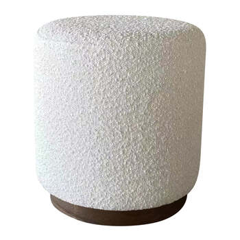 J.Elliot Home Senora 41x44cm Round Ottoman Stool - Ivory